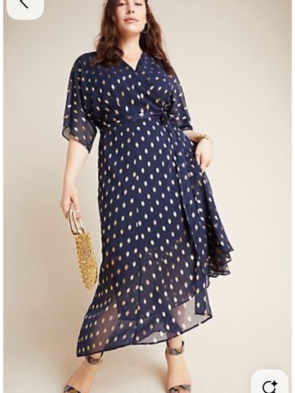Hutch Navy Maxi Wrap Dress with Gold Dot Print